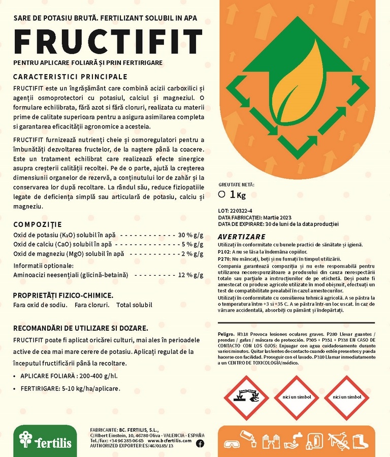 Dezvoltare Fruct - Concentrație ridicată = FRUCTIFIT 1KG - 2 | YEO