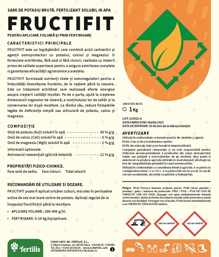 Dezvoltare Fruct - Concentrație ridicată = FRUCTIFIT 5KG - 2 | YEO