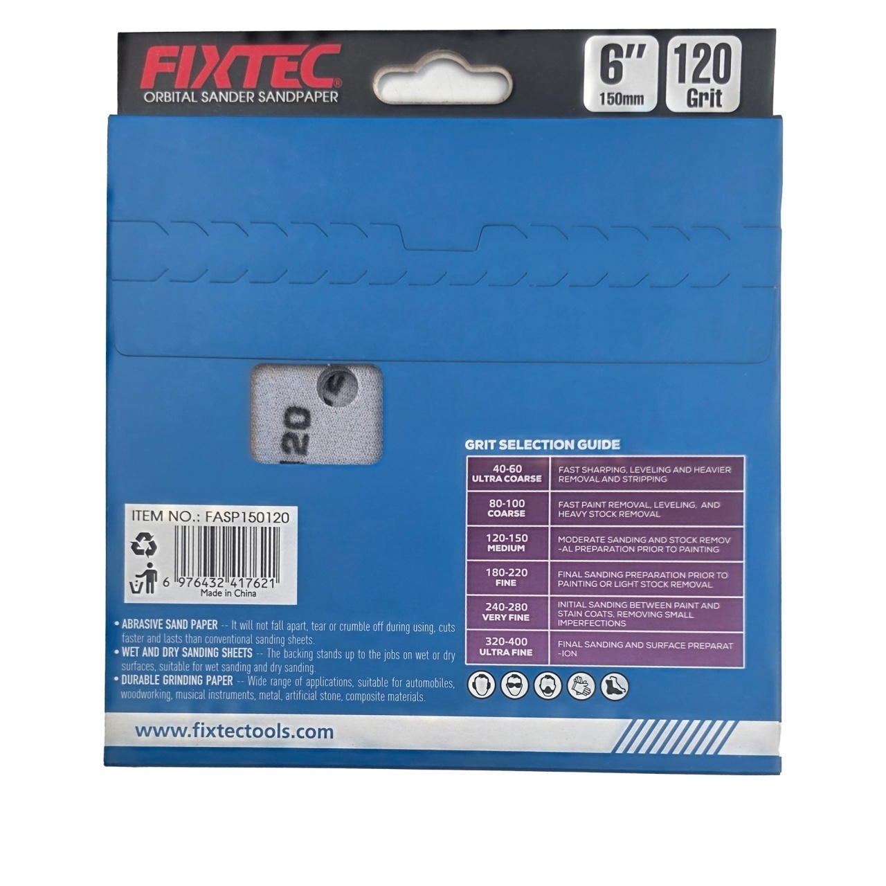 Disc de slefuit FIXTEC 150 mm, granulatie P120 pentru finisare - 1 | YEO
