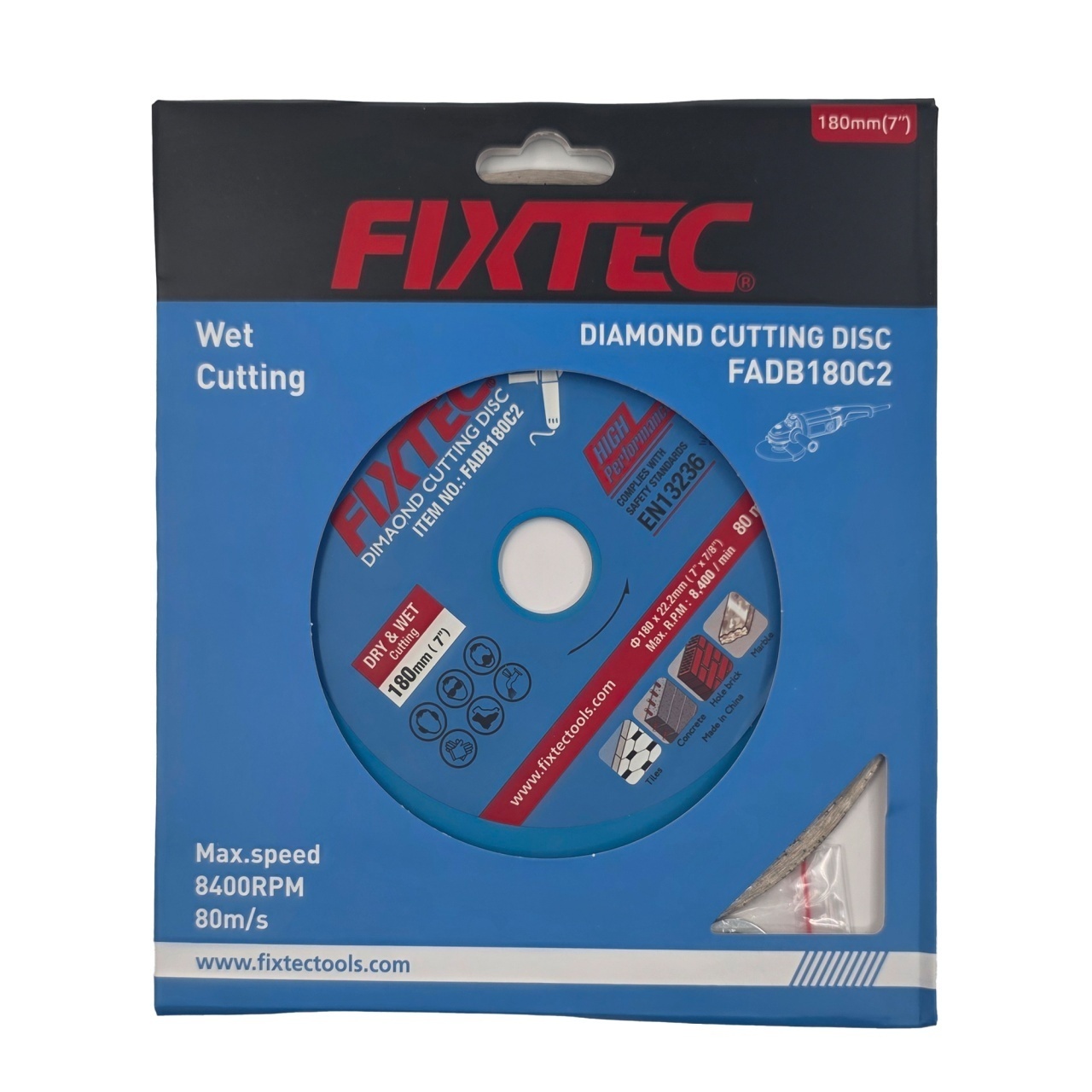 Disc diamantat FIXTEC 180 mm 5.5 mm pentru taiere cu apa