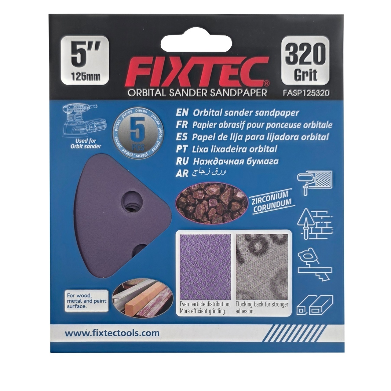 Disc slefuire FIXTEC 125 mm cu granulatie P320 pentru slefuitor orbital