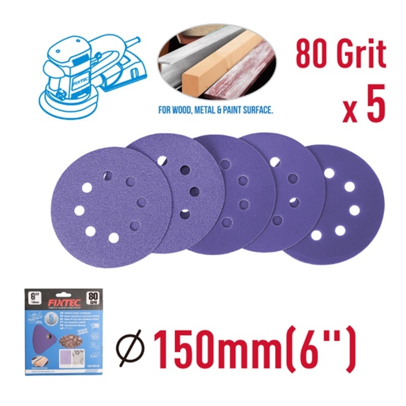 Disc slefuitor FIXTEC 150 mm cu granulatie P80 pentru prelucrare dura - 3 | YEO