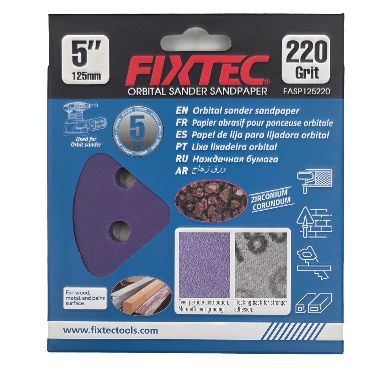 Disc de slefuire FIXTEC 125 mm P220 pentru masina orbitala