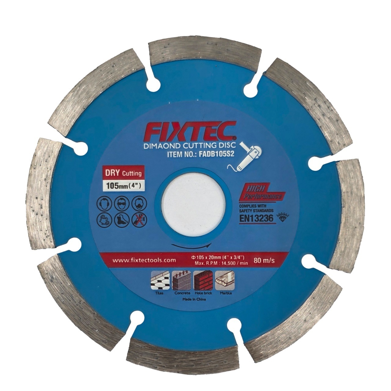 Disc diamantat FIXTEC 105 mm pentru taiere fara apa - 1 | YEO