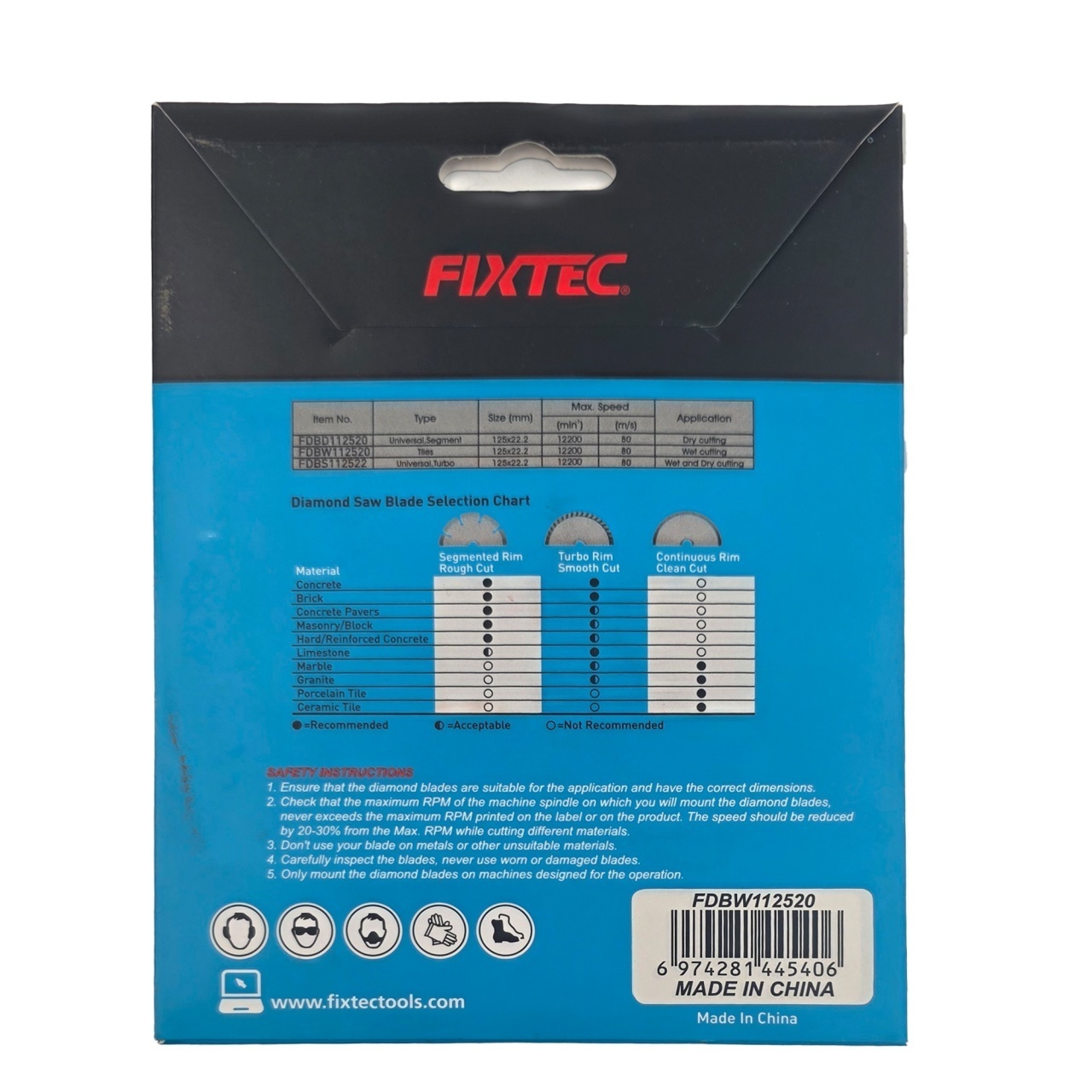 Disc diamantat FIXTEC 125 mm x 5 mm pentru beton, piatra si caramida - 1 | YEO