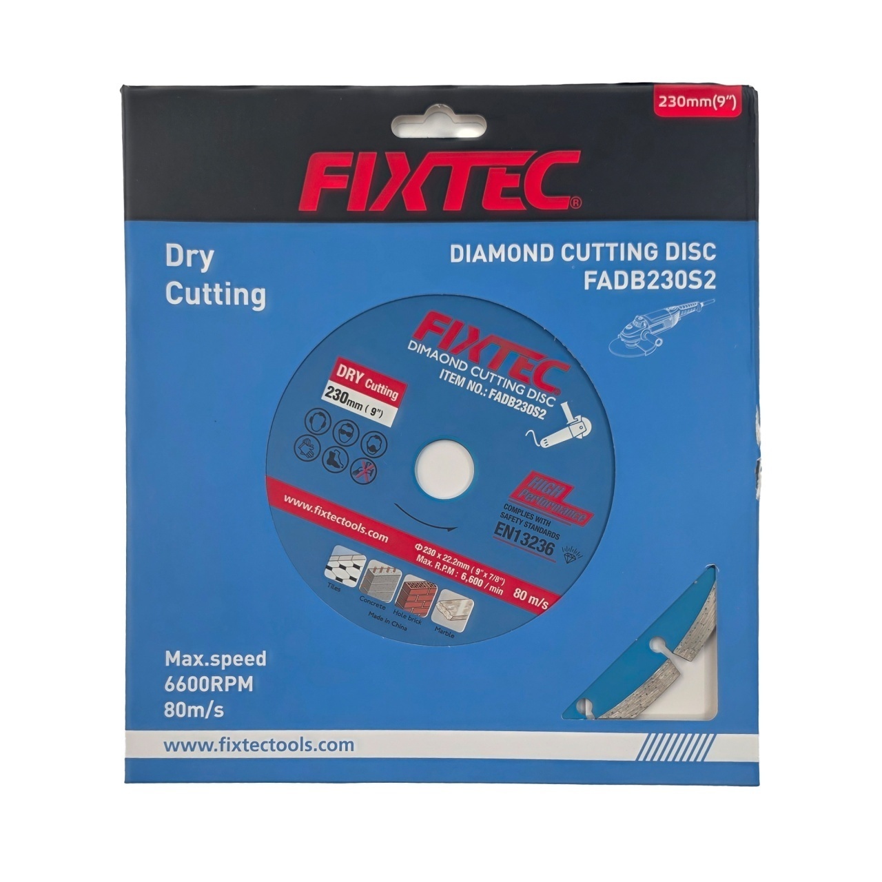 Disc diamantat FIXTEC 230 x 22.2 mm pentru taiere la uscat