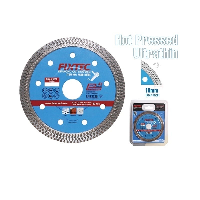 Disc diamantat pentru debitare FIXTEC 180x1.4x22.2mm, segment 10mm, calitate premium 5 stele
