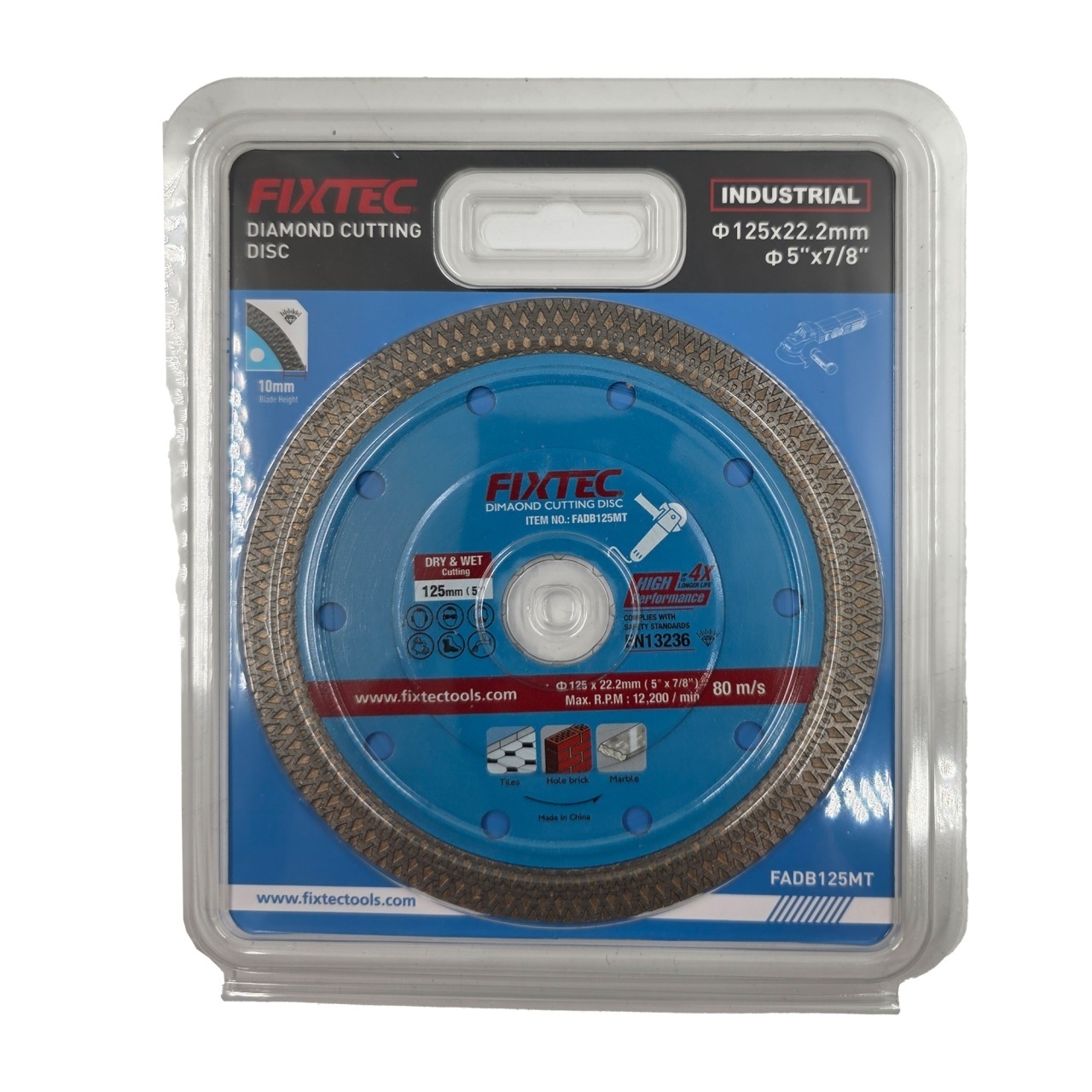 Disc taiere diamantat FIXTEC 125x22.5 mm extra-subtire pentru uz uscat si umed