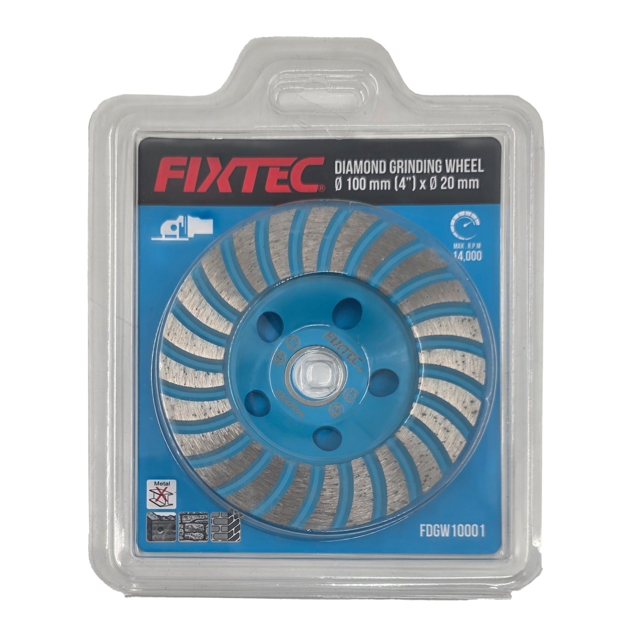 Disc taietor diamantat FIXTEC 100 x 20mm pentru finisare piatra si beton