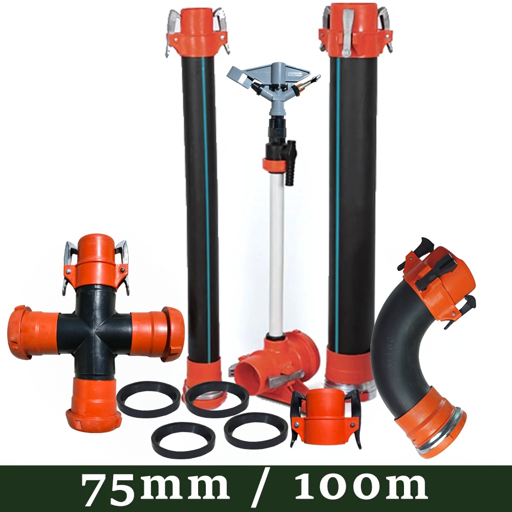 Kit Aripa de Ploaie Irigatii 100m, Teava 75mm, 9 Aspersoare