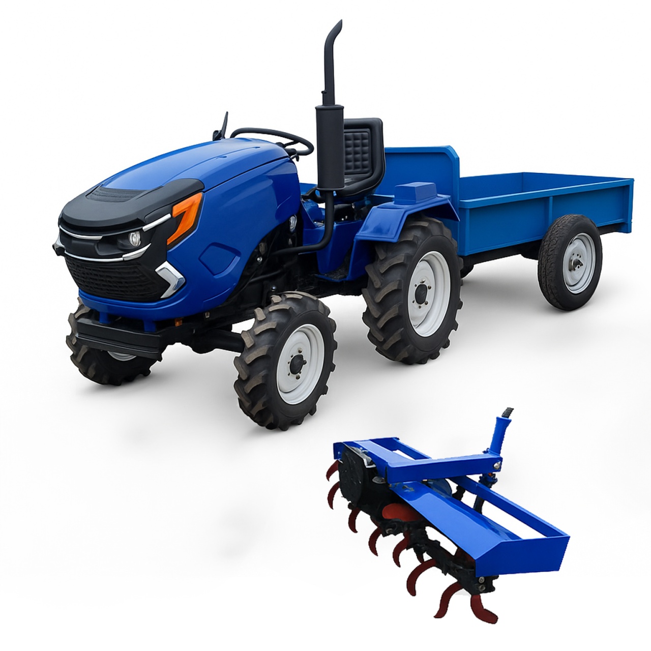 Pachet Tractor Heimdall 22CP Diesel + Remorcă 1500kg + Freză Agricolă