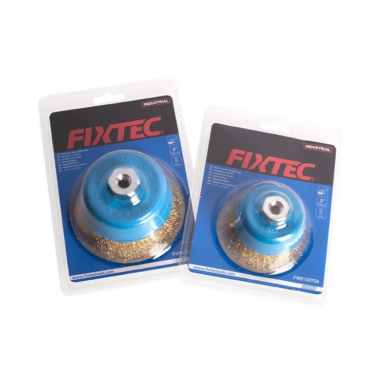 Perie rotativa cu fir rasucit FIXTEC 125 mm, prindere M14 - 3 | YEO