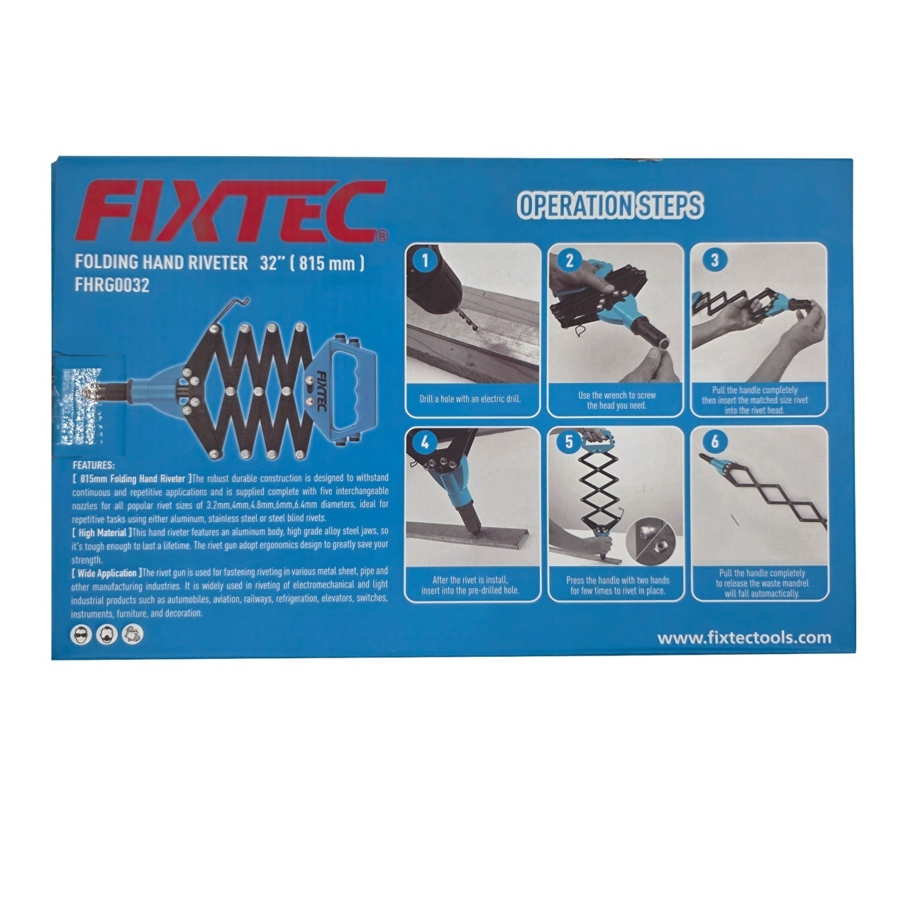 Riveter FIXTEC pliabil 32 Inch pentru nituri din metal - 2 | YEO