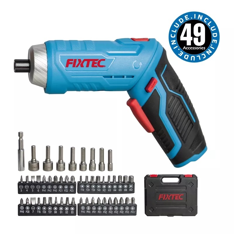 Surubelnita electrica FIXTEC 4V cu baterie reincarcabila, 49 de piese, cablu USB Tip-C