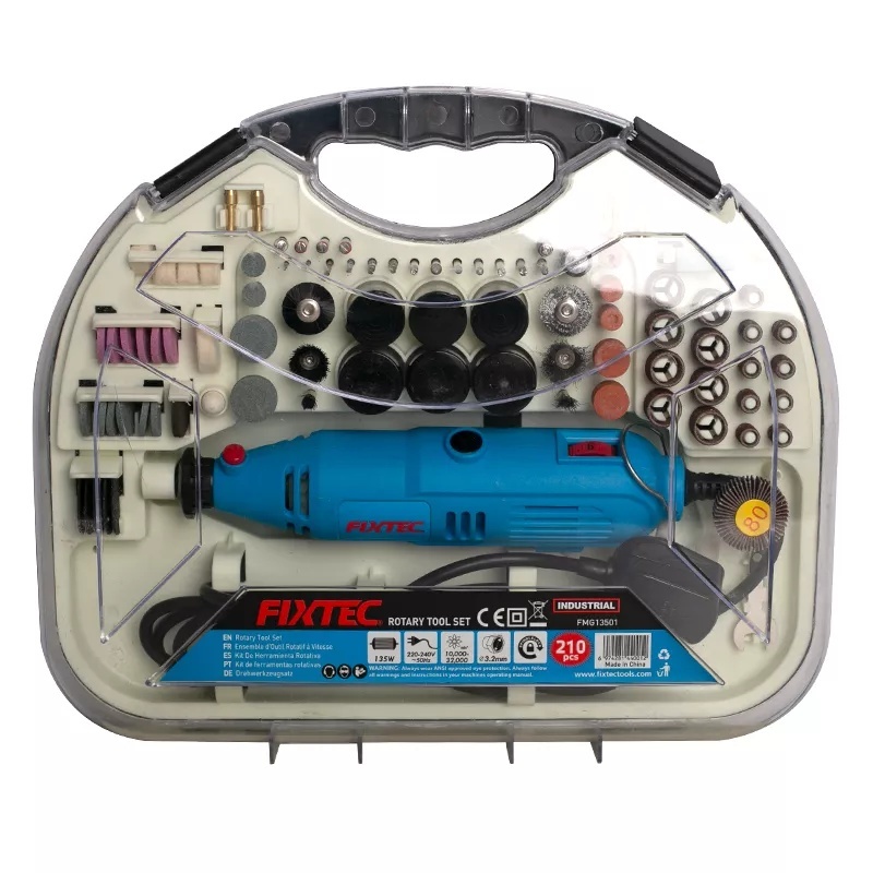 Aparat de slefuit electric portabil FIXTEC 135W cu set 210 piese