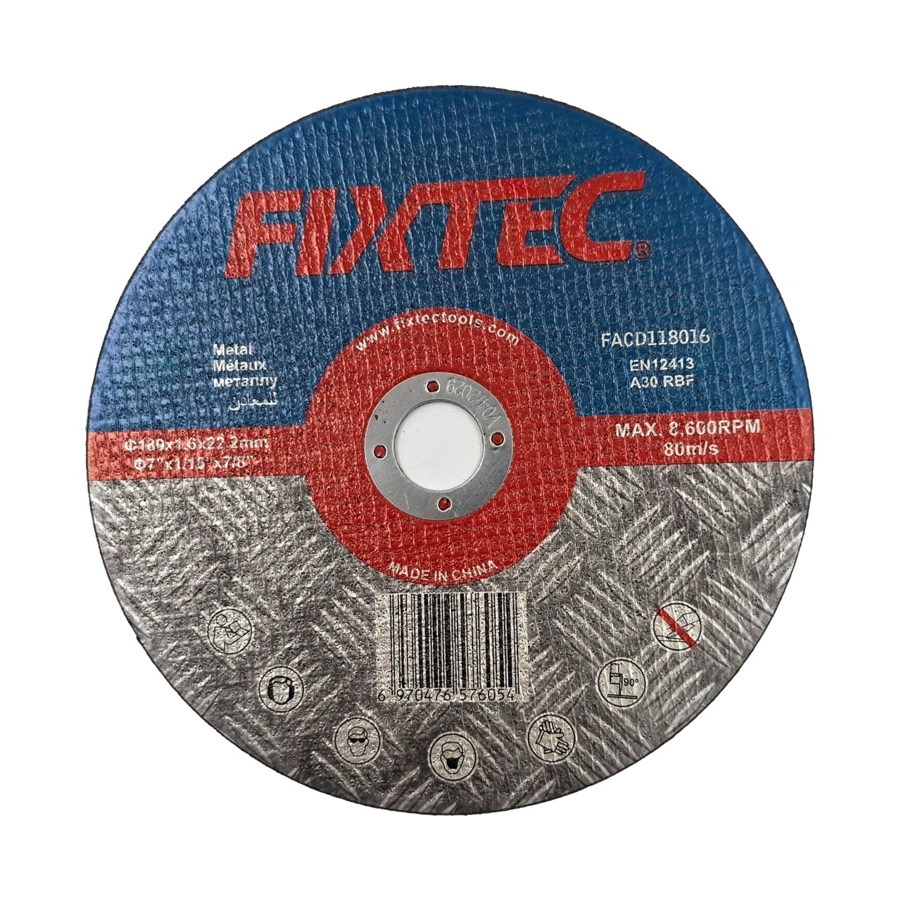 Disc abraziv FIXTEC 180x1.6x22.2mm cu granulatie 16