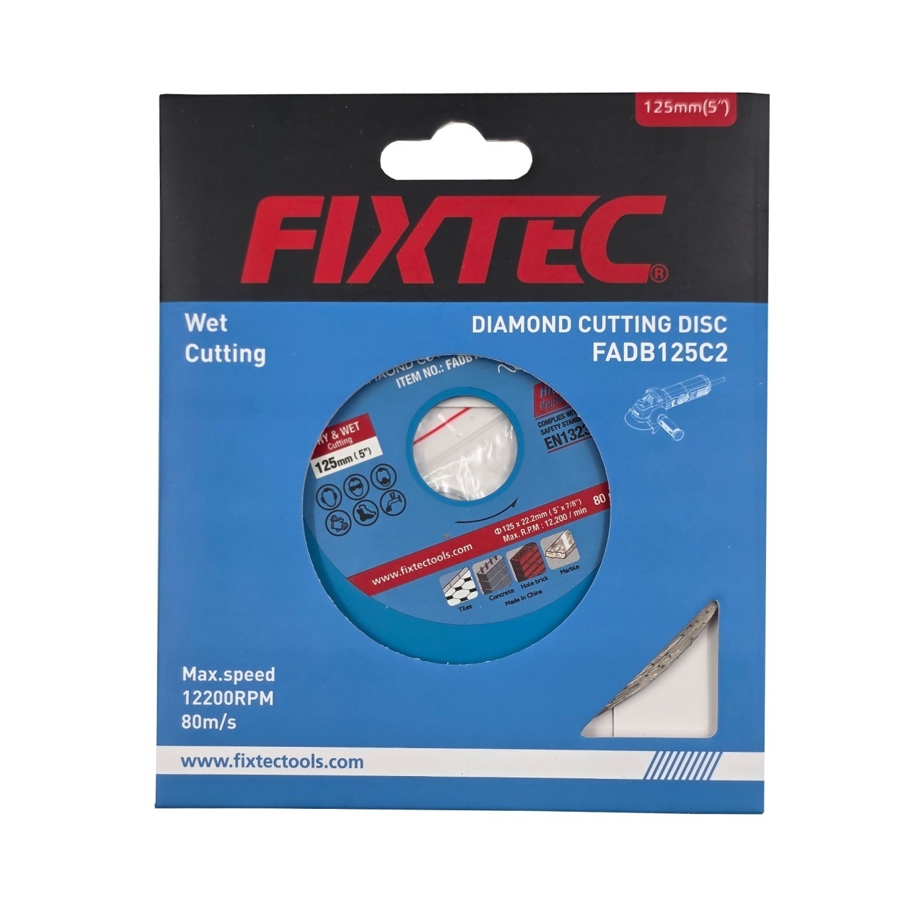 Disc diamantat FIXTEC 125mm cu grosime 5.5mm pentru taiere cu apa