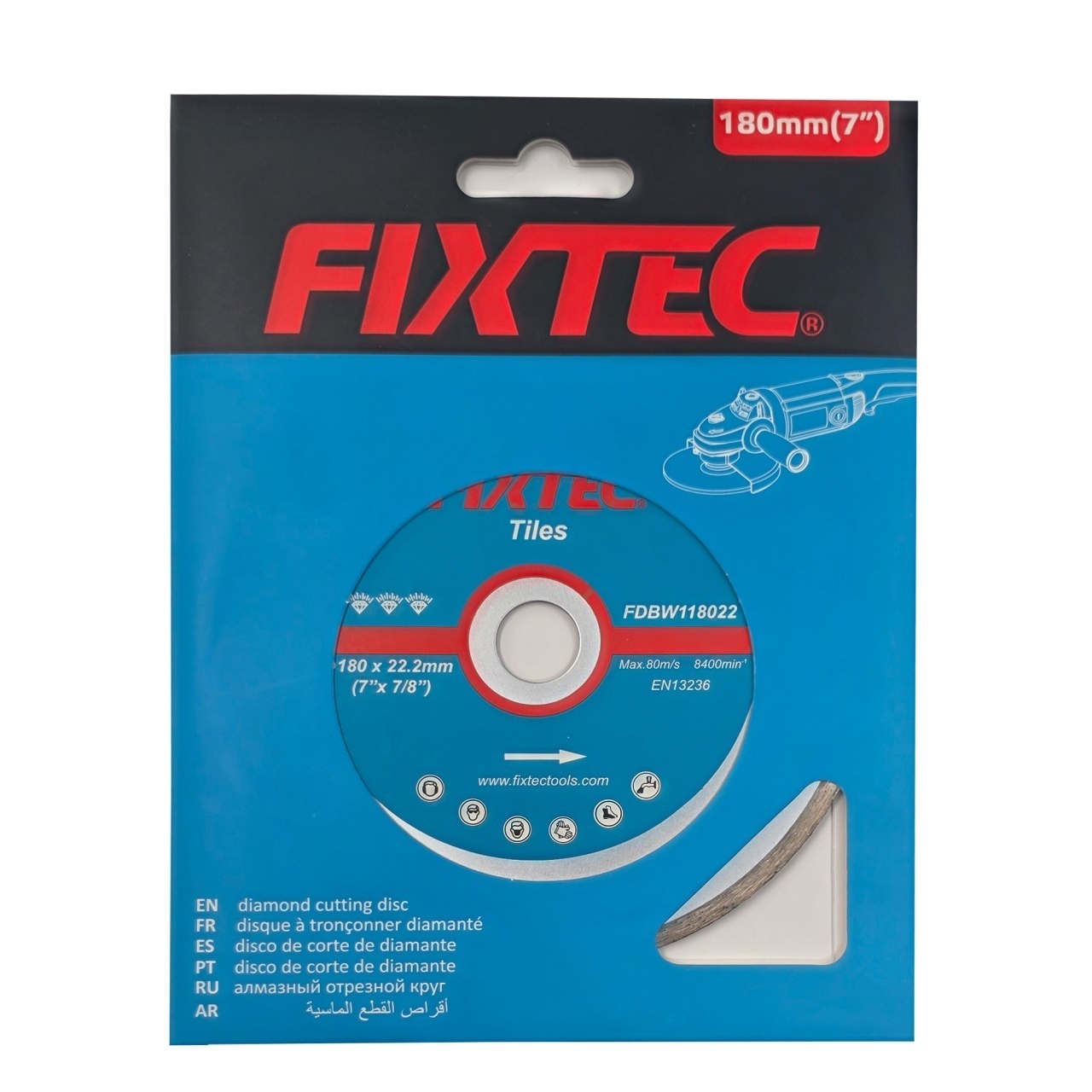 Disc diamantat FIXTEC 180 mm x 22.2 mm x 5 mm