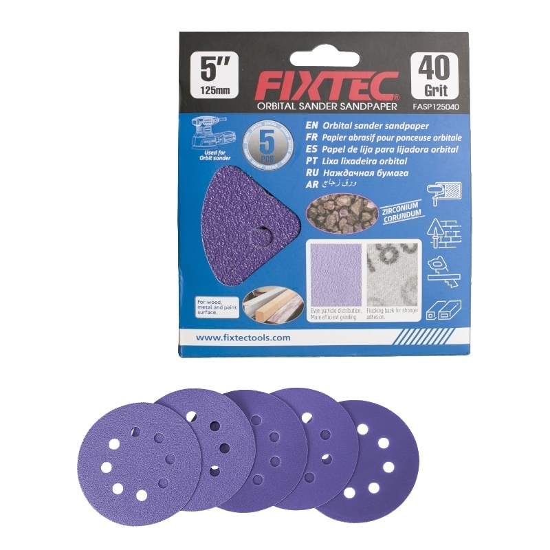 Disc slefuire FIXTEC 125 mm cu granulatie P80 pentru masina orbitala