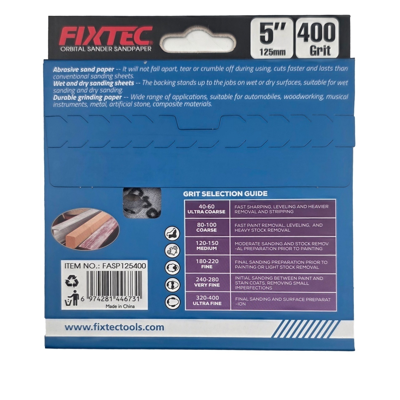 Disc slefuire FIXTEC 125 mm P400 pentru masina orbitala - 1 | YEO