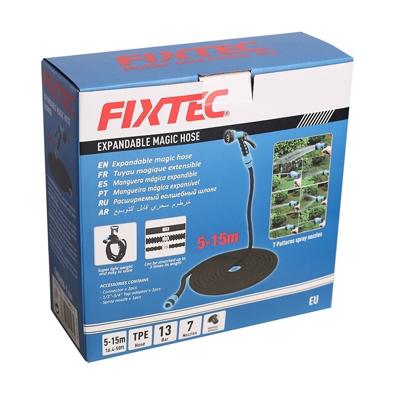 Furtun de gradina extensibil FIXTEC 5m, TPE, cu pulverizator 8 jeturi - 2 | YEO