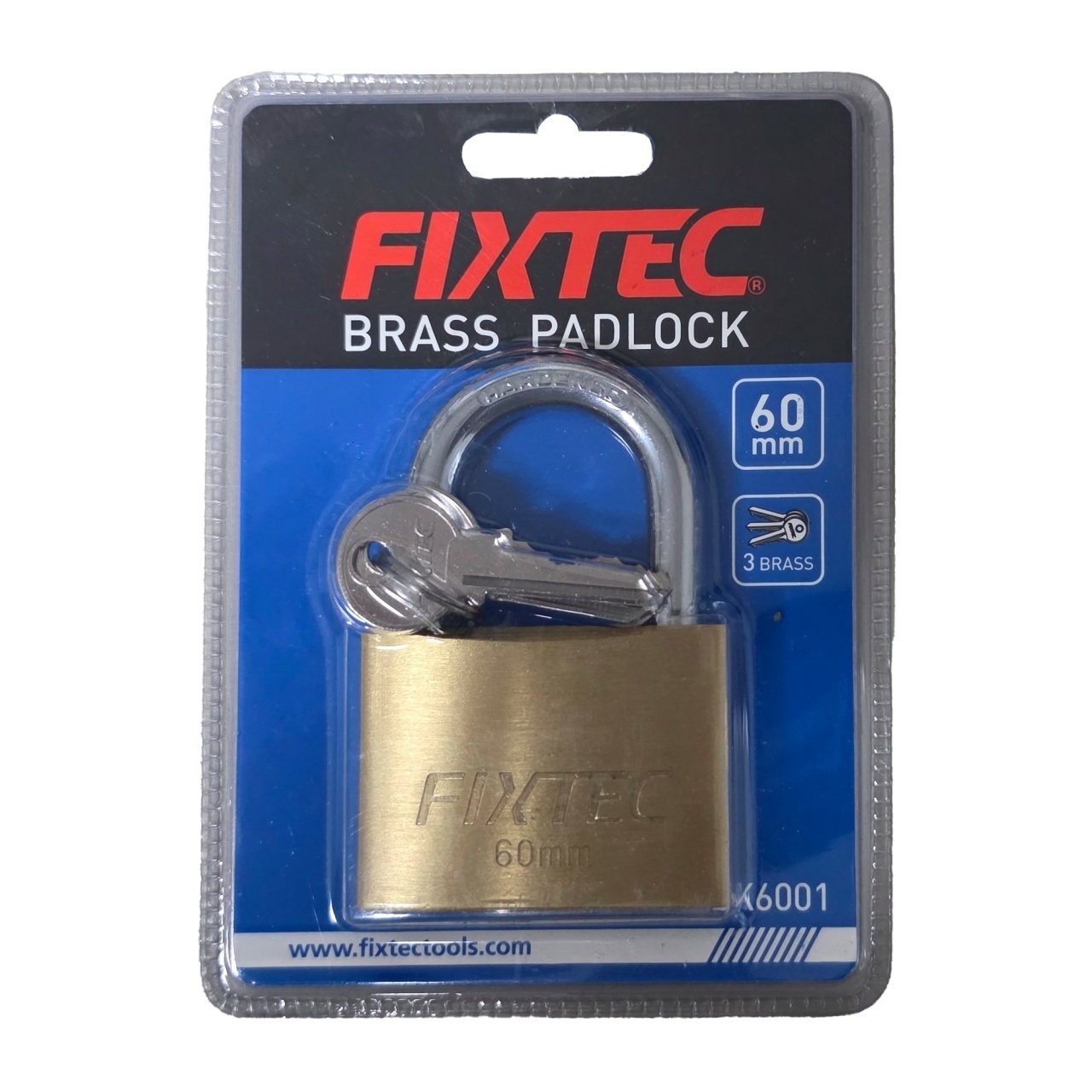 Lacat din alama FIXTEC 60mm, 3 chei incluse, otel ranforsat - 1 | YEO