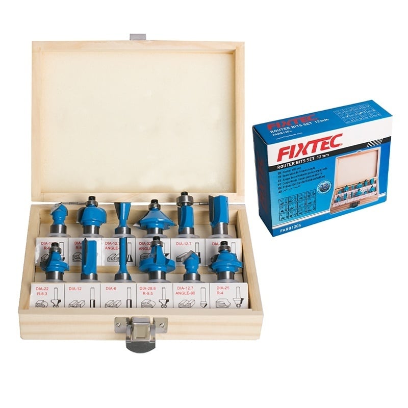 Set burghie pentru lemn FIXTEC 12 bucati, tija 12mm