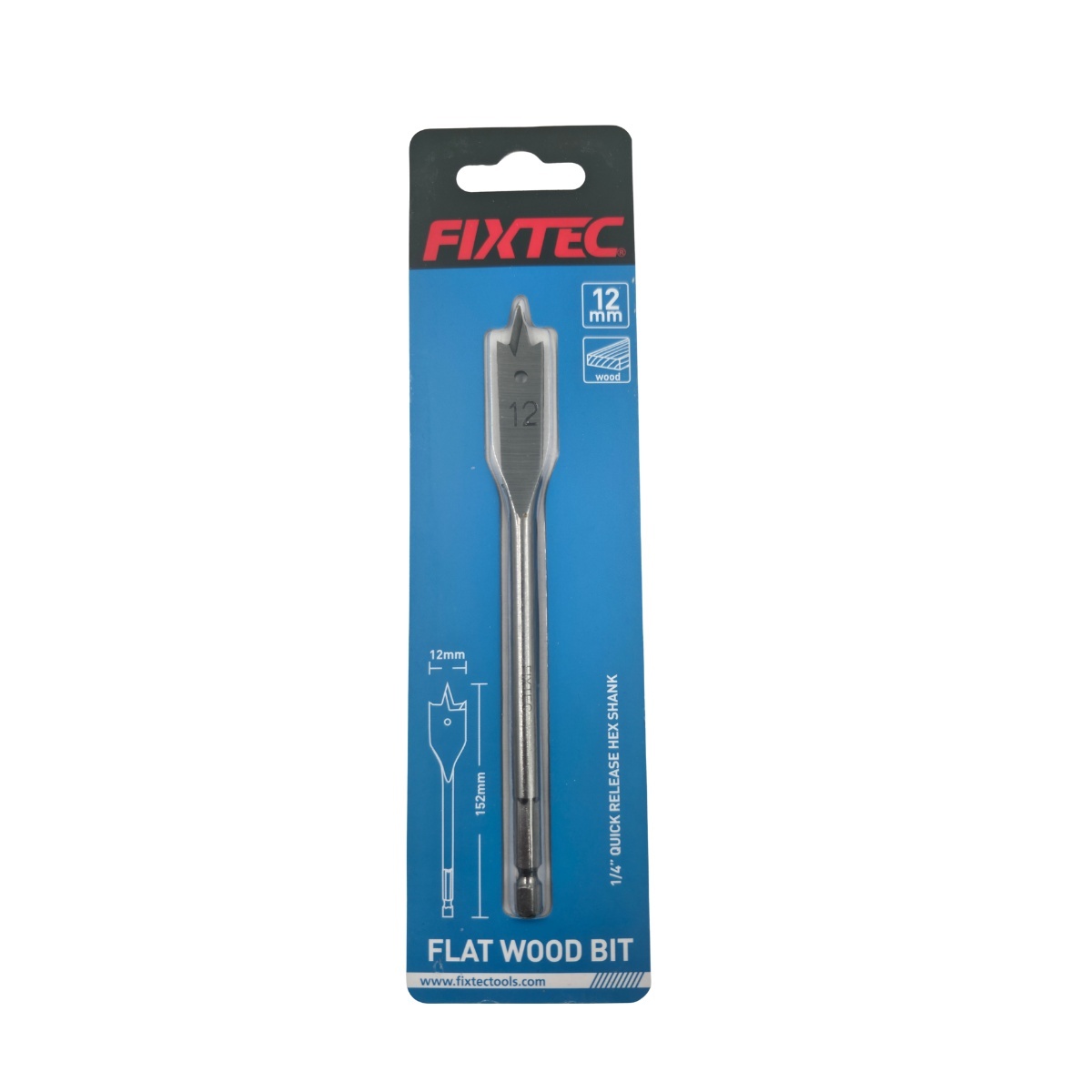 Burghiu tip paleta pentru lemn FIXTEC 12 mm x 152 mm