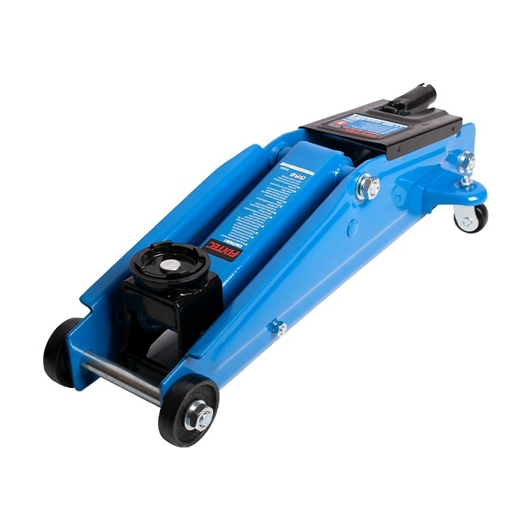 Cric hidraulic tip carucior FIXTEC 2T, cu maner pentru transport si roti pivotante