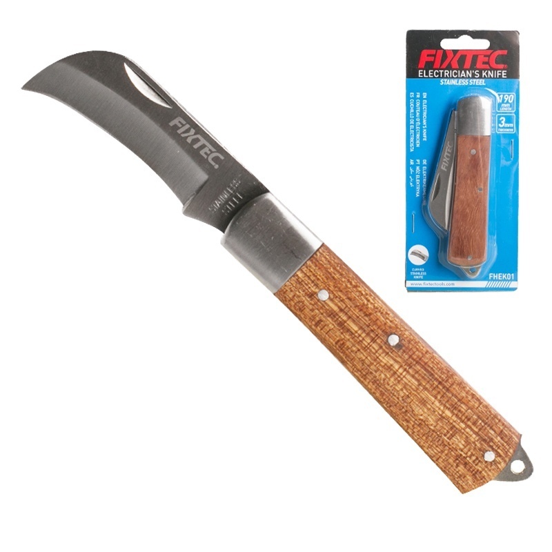 Cutit electrician FIXTEC cu lama curba 190 mm