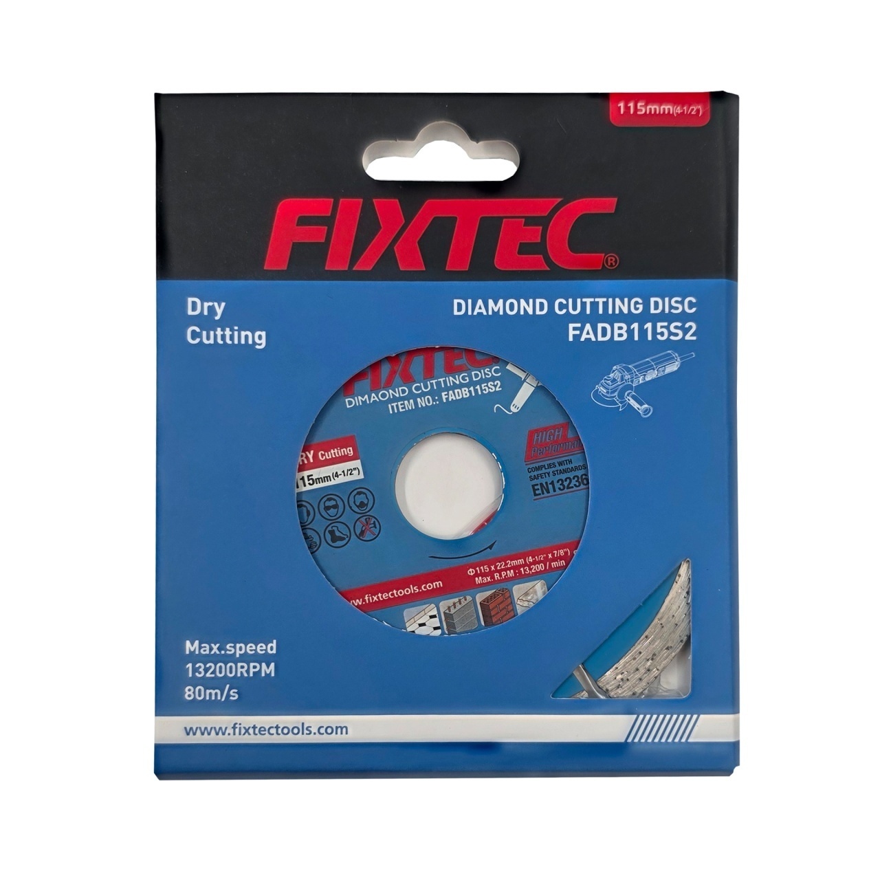 Disc diamantat FIXTEC 115 mm (4-1/2\'\') pentru taiere uscata, varianta subtire - 2 | YEO