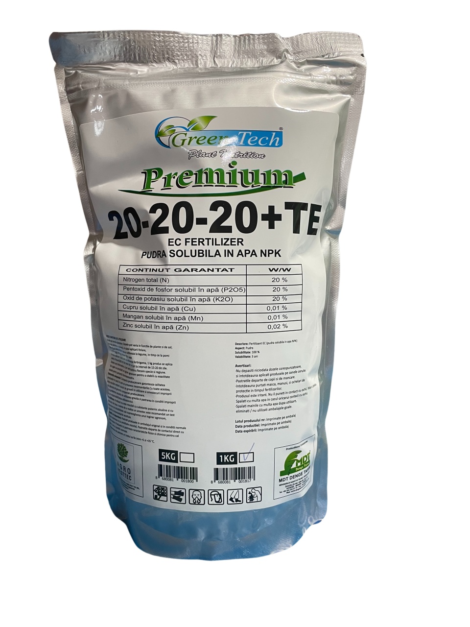 Fertilizant Premium 20-20-20+TE Green Tech, solubil in apa