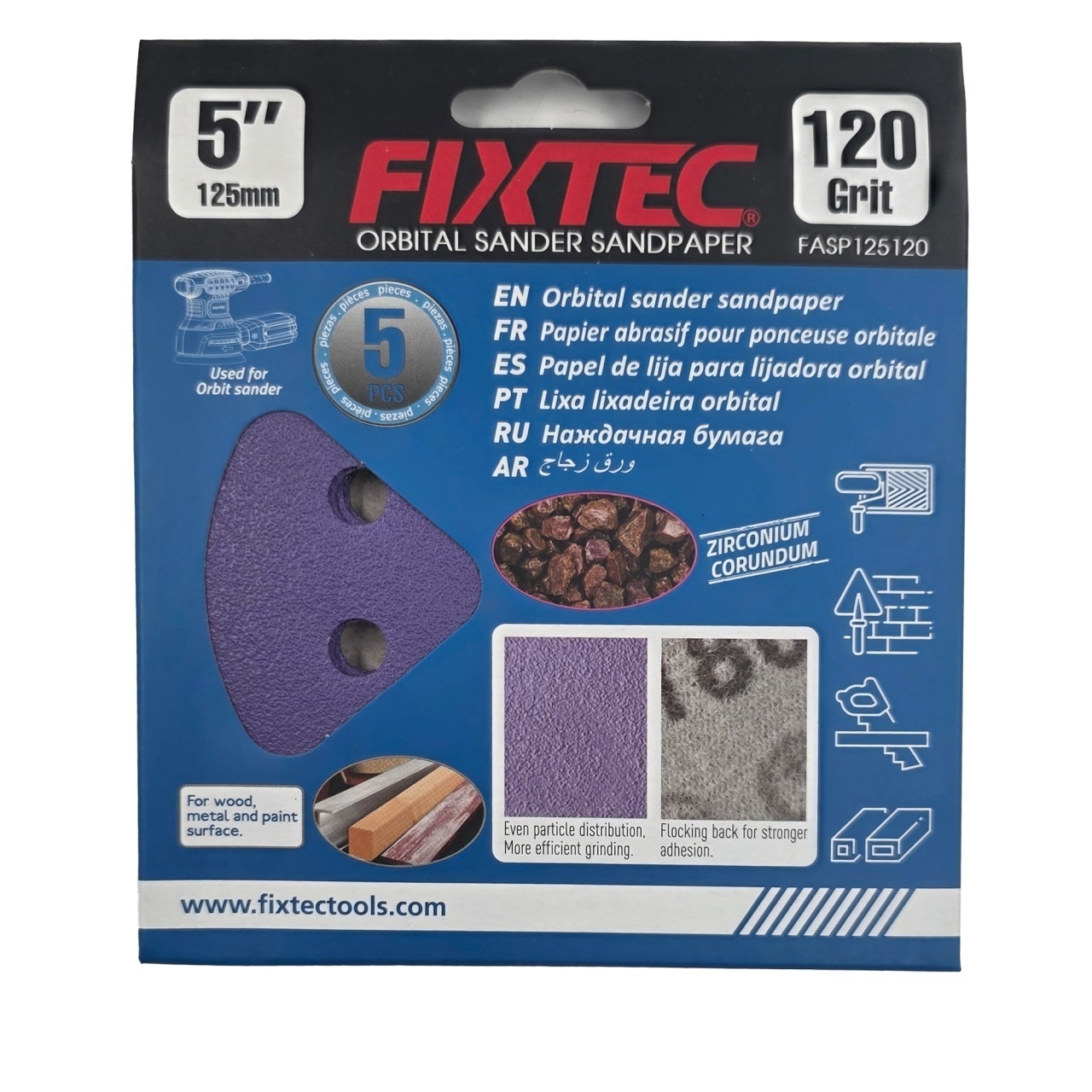 Pachet 5 discuri abrazive FIXTEC 125 mm P120