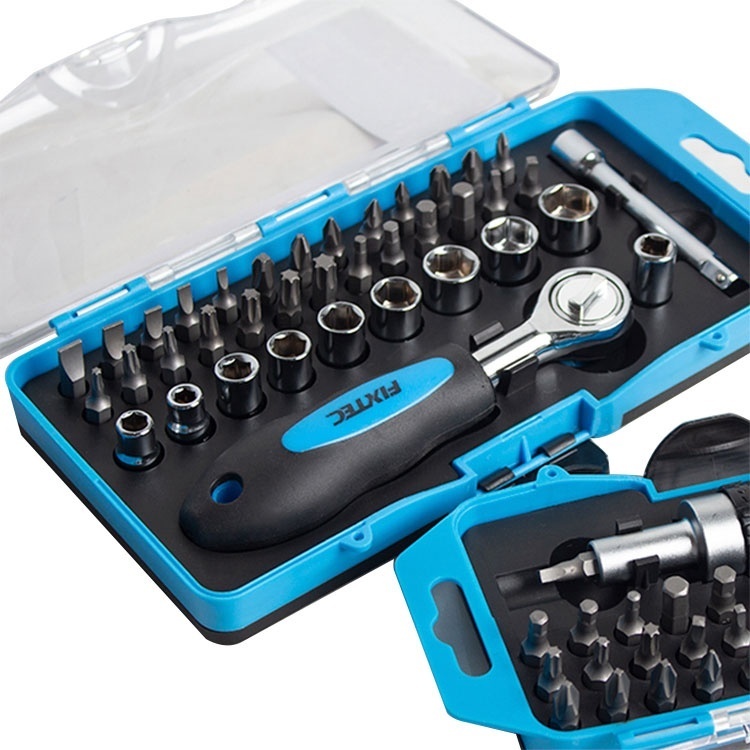 Set cu surubelnita cu clichet FIXTEC, 38 de componente, otel CR-V - 1 | YEO