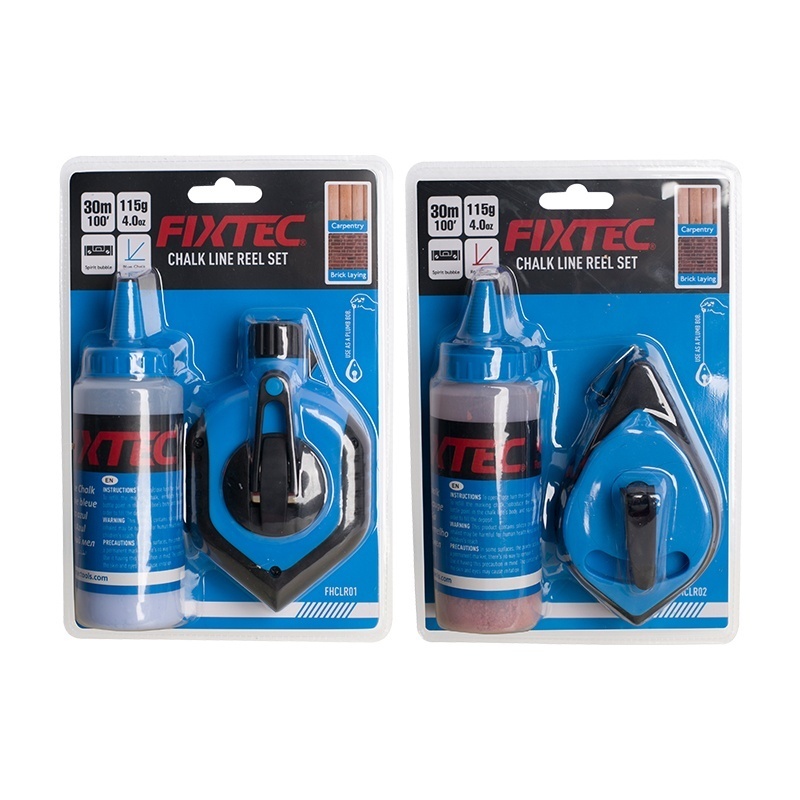 Set trasare FIXTEC cu fir 30 m – pulbere albastra si nivela cu bula - 1 | YEO