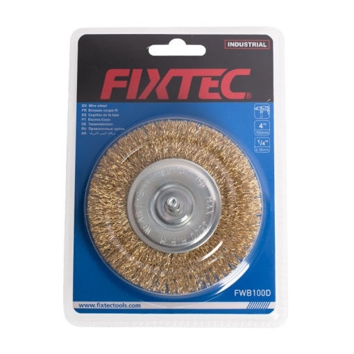 Perie circulara rotativa FIXTEC 100 mm cu peri metalici - Img 2