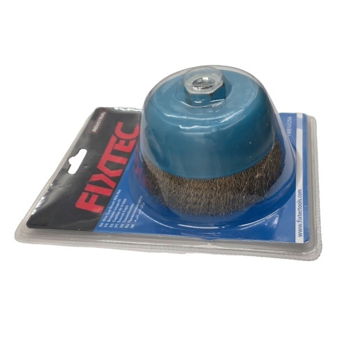 Perie circulara FIXTEC 125 mm cu sarma rasucita si filet M14 - Img 3