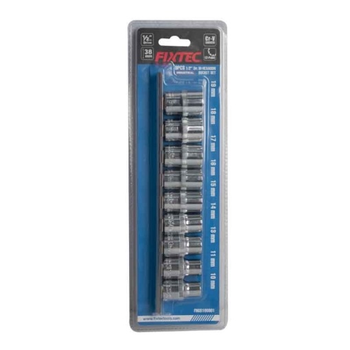 Set chei tubulare FIXTEC 9 bucati, 1/2", otel CR-V, 10-19mm - Img 4