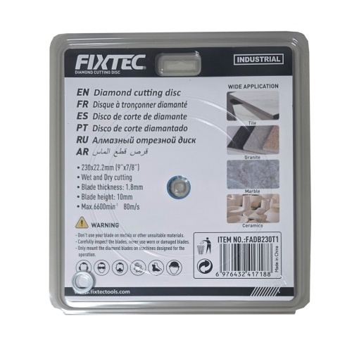 Disc diamantat pentru taiere FIXTEC 230x22.2mm, utilizare uscata si umeda - Img 2