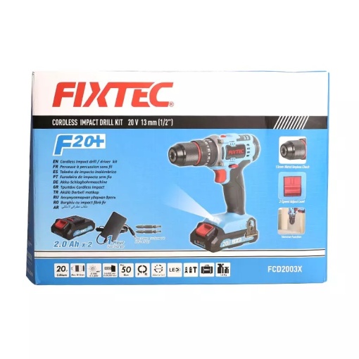 Masina de gaurit si insurubat cu percutie FIXTEC 20V, cuplu ridicat, LED integrat, blocare ax - Img 5
