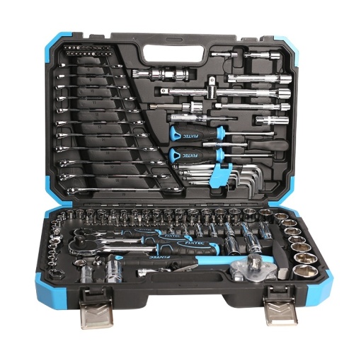 Set de chei tubulare FIXTEC 1/2", 3/8", 1/4" — 132 de componente cu trusa