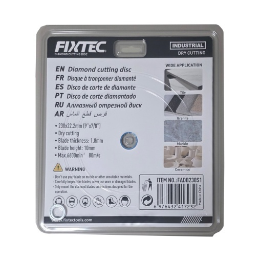 Disc diamantat pentru taiere FIXTEC 230x22.2mm, segment 10mm, 5 stele - Img 2