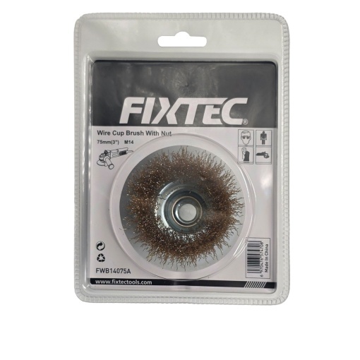 Perie Cupa FIXTEC 75 mm cu fir din otel M14x2 - Img 3