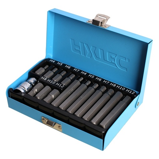 Set capete hexagonale FIXTEC 15 buc, 1/2", otel S2, cutie metalica - Img 2