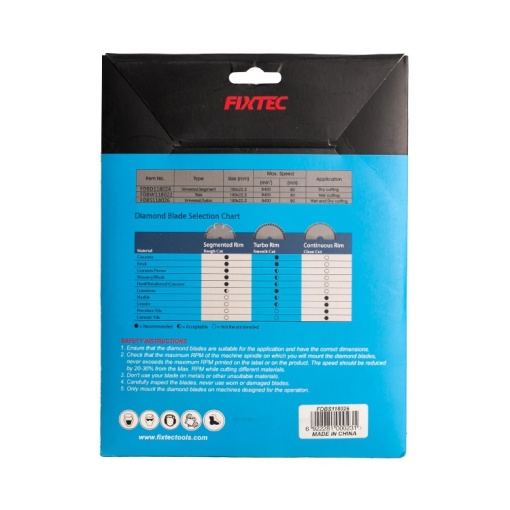 Disc Diamantat FIXTEC Turbo pentru Taiere 180x22.2mm - Img 4