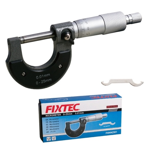 Micrometru exterior FIXTEC 0-25 mm, precizie 0.01 mm, din otel carbon - Img 3