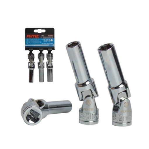 Set chei tubulare pentru bujii FIXTEC 3 bucati, 3/8", CR-V - Img 3