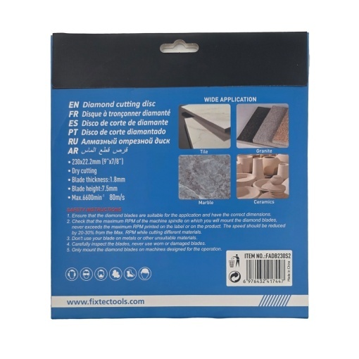 Disc cu diamant FIXTEC 230 x 22.2 mm pentru taiere la uscat - Img 2