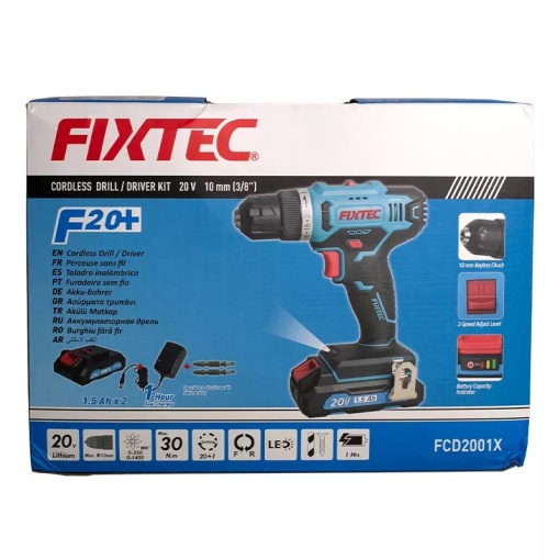 Masina de gaurit si insurubat cu acumulator FIXTEC 20V, 2 baterii 1500mAh Li-ion - Img 4