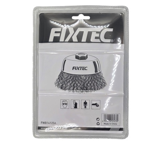Perie circulara FIXTEC 125 mm cu sarma rasucita si filet M14 - Img 2